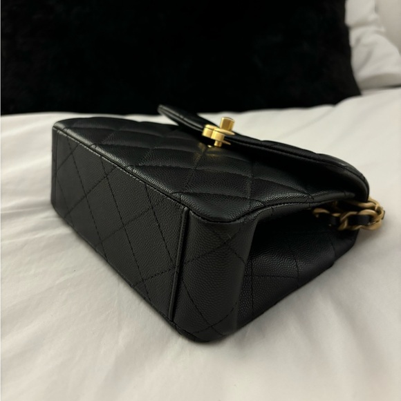 CHANEL 🖤 24S Black Caviar Leather Rue Cambon Mini Top Handle Bag - Picture 16 of 16
